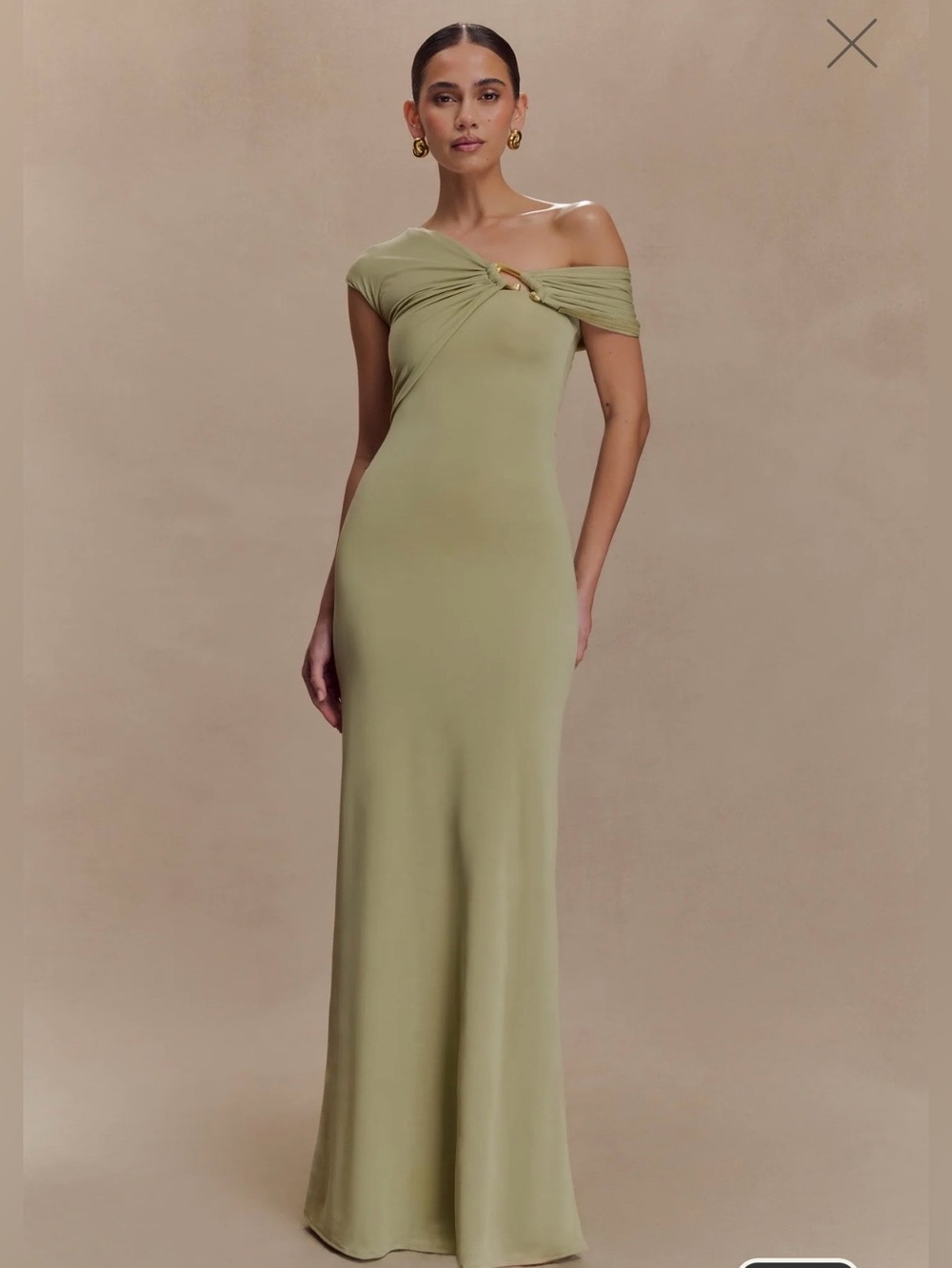 Meshki Olive Green Asymmetric Maxi Dress